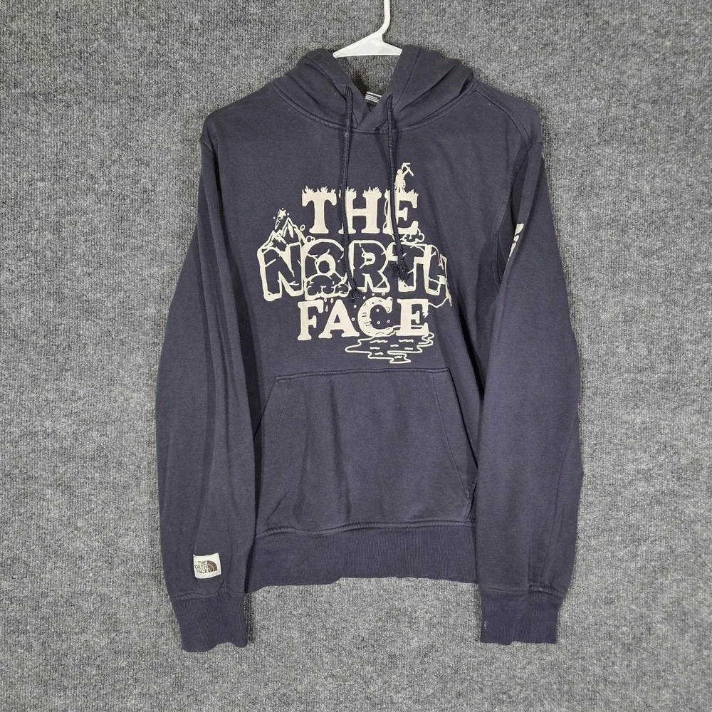 The North Face Hoodie Mens Small Black Graphic Pullover Never Stop Exploring S
